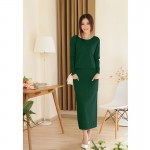 2018 new spring and autumn female o-neck cashmere sweater one-piece dress casual solid sheath women dress Free Shipping TWA100