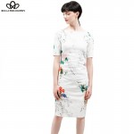 2018 vintage East Style women's peony birds and flowers floral printing Slim chipao mandarin gown cheongsam Dress real photo