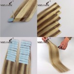 20Inches PU Skin Weft Tape In 20pcs Human Hair Blonde Brazilian Remy Seamless Adhesive Tape In Black 19 Colors MRS Hair Tape