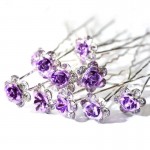 20PCS Bridal Wedding Crystal Diamante Rose Flower Hair Pin Clip Hair Accessories