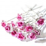 20PCS Bridal Wedding Crystal Diamante Rose Flower Hair Pin Clip Hair Accessories