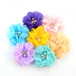 27 Color 140pcs/lot 1.97'' cute chiffon flowers with Rhinestone Pearl without clips girls headbands hair accessories MH22