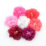 27 Color 140pcs/lot 1.97'' cute chiffon flowers with Rhinestone Pearl without clips girls headbands hair accessories MH22