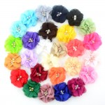 27 Color 140pcs/lot 1.97'' cute chiffon flowers with Rhinestone Pearl without clips girls headbands hair accessories MH22