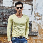 2xl 3xl 2017 New Fashion Clothing Korean T shirts Men Spring Autumn Casual Slim V Neck Long Sleeve Plus Size Men T Shirt Tops 