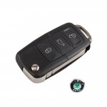 3 Buttons Folding Car Remote Flip Key Shell Case For Skoda Replacement Key Refires Replace Shell With Logo