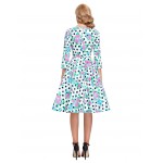 3/4 Long Sleeve Short Dress 50s Polka Dots Floral Print Rockabilly Vestido Retro Vintage Party Picnic Big Swing Tea Dresses 2016