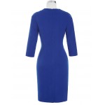 3/4 Sleeve Pencil Dress To  Work 2016 Autumn Elegant Women Business Vestidos Solid Color Tunic Bodycon Sheath Dresses Plus Size