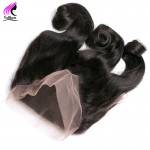 360 Lace Frontal Closure With Bundles 4 Bundles With Closure Peruvian Loose Wave With Lace Frontal 360 Lace Front Human Hair