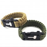 4 in 1 Survival Flint Fire starter paracord Whistle Gear Buckle Camping ignition Equipment rescue rope escape Bracelet kit