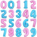 40 inch number foil balloons large pink blue Air digit printed heart balloon birthday wedding decoration ballon party supplies