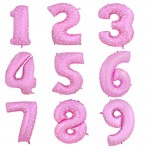 40 inch number foil balloons large pink blue Air digit printed heart balloon birthday wedding decoration ballon party supplies