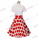 50s 60s Vintage Polka Dot Rockabilly Swing Pin Up Tunic Women Slash Neck Off The Shoulder Summer A-line Dresses A015