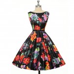 50s Vintage dresses 2016 Sexy Women floral printing 60s Housewife Retro Pinup rockabilly dress with belt elegant O neck