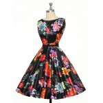 50s Vintage dresses 2016 Sexy Women floral printing 60s Housewife Retro Pinup rockabilly dress with belt elegant O neck