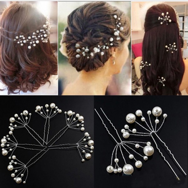 5pcswomen Flower Crystal Hair Clips Popular Wedding Bridal Pearl
