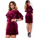 5XL 6XL Women Fashion Plus Size Big size Velvet Dress Autumn winter Oneck Ruffled cacual elegan Large size slim Dresses Vestidos