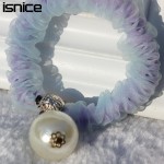 5pcs isnice Double Chiffon With Big pearl Gum for Hair ornaments flower headband hair accessories for women Rubber bands