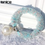 5pcs isnice Double Chiffon With Big pearl Gum for Hair ornaments flower headband hair accessories for women Rubber bands