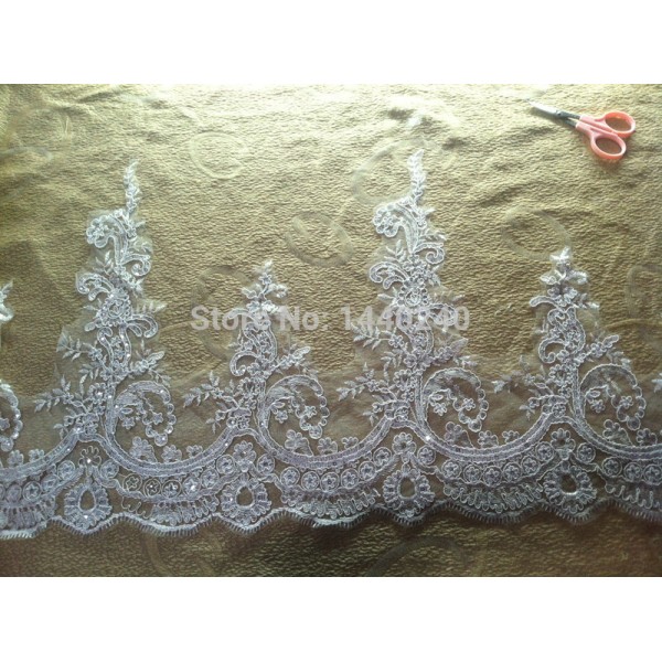 6   yard Free Shipping  Paillette lace Trim wedding DIY dress fabric Dress,  headdress, jewelry costume,