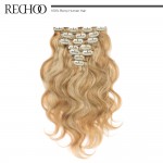 7 Pc 14 Clip In Human Hair Wavy Remy European Clip In Hair Extensions Clips In Human Hair Extensions 180G Colore 27/613 Mixed