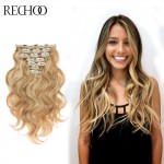 7 Pc 14 Clip In Human Hair Wavy Remy European Clip In Hair Extensions Clips In Human Hair Extensions 180G Colore 27/613 Mixed