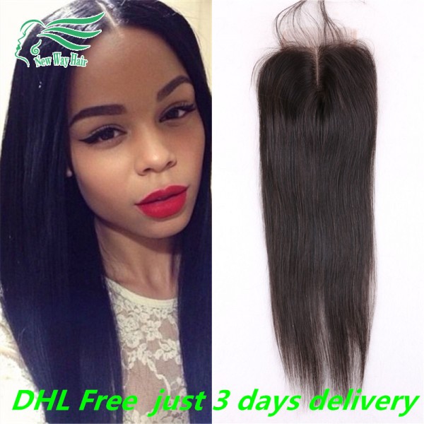 7A Grade 4*4 Virgin Peruvian Hair Silky Straight Lace Closure 100% Unprocessed Human Hair Free/Middle/Side/3 Part Lace Closures