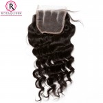 7A Lace Closure With Baby Hair Loose Curly Human Hair Closure Peruvian Loose Wave Closure Free Middle Three Part Top Closure 