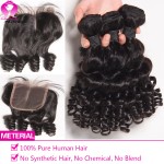 8A Mink Brazilian Kinky Curly Virgin Hair With Closure Loose Wave With Closure Wet And Wavy Brazilian Curly Hair With Closure 