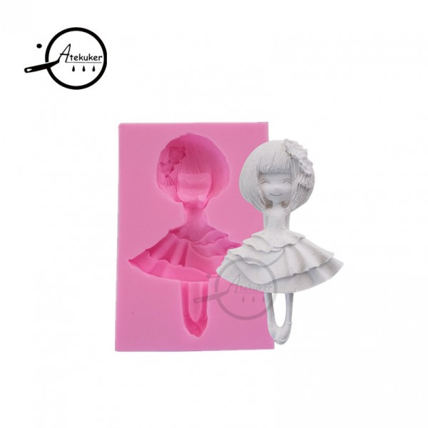 9*6.2*1.7cm Dress Girl Shape 3D Candle Mold Silicone Form Fondant Cake Decoration Tool Chocolate Diy Mould