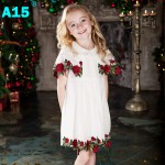 A15 Kids Girls Boutique Dress 2017 Summer Toddler Princess Flower Dress for Weddings Baby Girl White Party Dress 8 10 12 14 Year