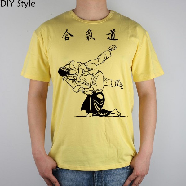 AIKIDO YOS KK T-shirt Top Lycra Cotton Men T shirt New Design High Quality Digital Inkjet Printing