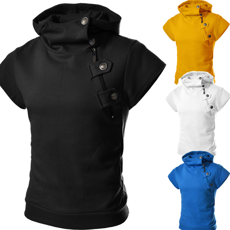 mens short sleeve zip up hoodie