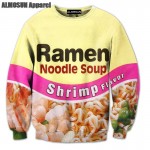 ALMOSUN Chicken Ramen Noodle 3D All Over Print Crewneck Pullover Sweatshirts Hipster Casual Streetwear Hip Hop Jumper Women Men