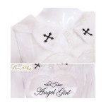 ANGEL X DEVIL Unique Design Embroidery Real Rabbit Fur Heart Long Sleeve Lolita & Gothic Dress White & Black