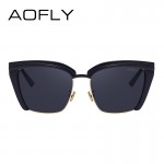 AOFLY Fashion Sunglasses Women Half Frame 2017 Luxury Brand Designer Sun glasses Vintage Goggle Eyewears UV400 Protection AF7905