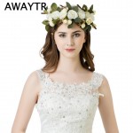 AWAYTR Handmade Woman Girls Artificial Flower Headband Party Wedding Fabric Flower Wreath Hair turquoise Flower Crown