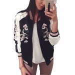 AZULINA Reversible Coat Pink Embroidery Bomber Jacket Women Autumn Spring Flower Baseball Short Jackets Female Black Overcoat