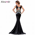 Aleumdr Fashion New 2017 Noble Elegant Women Sexy Long Party Dresses Silver Sequin Embellishment Mermaid Evening Gown LC60844