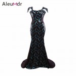 Aleumdr Fashion New 2017 Noble Elegant Women Sexy Long Party Dresses Silver Sequin Embellishment Mermaid Evening Gown LC60844