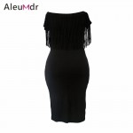 Aleumdr Plus Size Women Clothing 2017 Sexy Off The Shoulder Fringe Tassel Top Summer Midi Dresses LC61055 Vestidos Verano