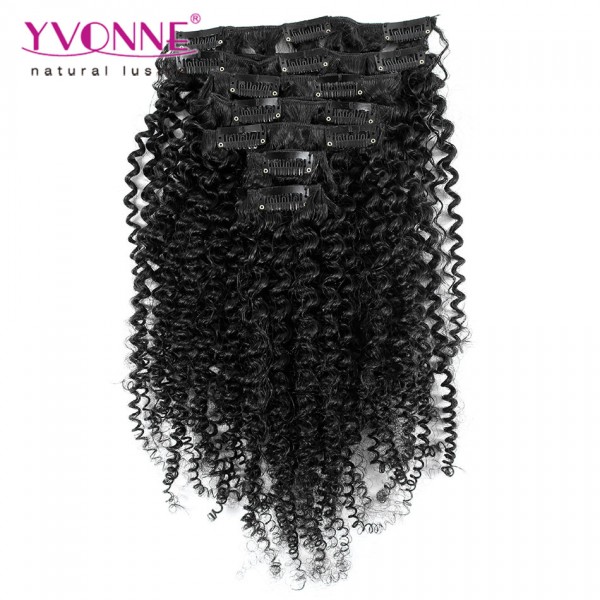 Aliexpress Yvonne Brazilian Virgin Hair Clip In Human Hair Extensions,7Pcs/set Kinky Curly Clip In Hair Extensions,Color 1B