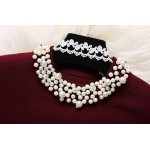 [Alphalmoda] 2017 Spring Women New Pearl Dress Diamond Decored Beads Collar A-line One-piece Flounced Dress 3colors
