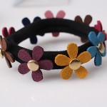 Amazing Gum Women Girl Flower Elastic Hair Band Rope Ring Ponytail Holder Floral Hair Accessories High Quality Rivet Scrunchy