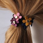 Amazing Gum Women Girl Flower Elastic Hair Band Rope Ring Ponytail Holder Floral Hair Accessories High Quality Rivet Scrunchy