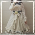 Anime Card Captor Sakura Cosplay Style Lolita Dress Sakura & Tomoyo Beige & Purple Knee Length Cute One Piece