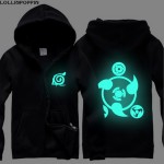 Anime Naruto Luminous Hoodies Sha Rinn Gann & Naruto Seal Printed Uchiha Clan Zip Up Hoodies Unisex Hoody Free Shipping