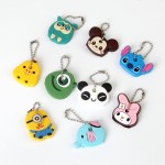 Anime Silicone Key Cap Cat Minion Key Chain Women Bag Charm Key Holder Mickey Key Ring Owl Keychain Hello Kitty Stitch Key Cover