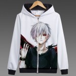 Anime Tokyo Ghoul Ken Kaneki Printed Hoodies Hooded Zip Up Sweatshirts New 2017 Touka Kirishima Hoodie Free Shipping