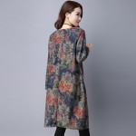 Anteef cotton vintage floral print clothes women casual loose midi autumn winter dress vestidos femininos 2018 dresses